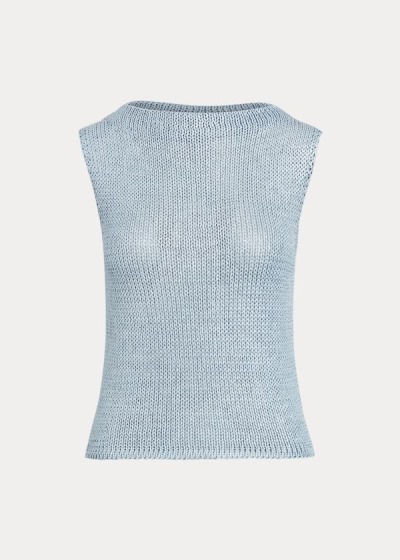 Sueter Ralph Lauren Mujer Azules Claro - Tussah Silk Mockneck - HBKQN1682